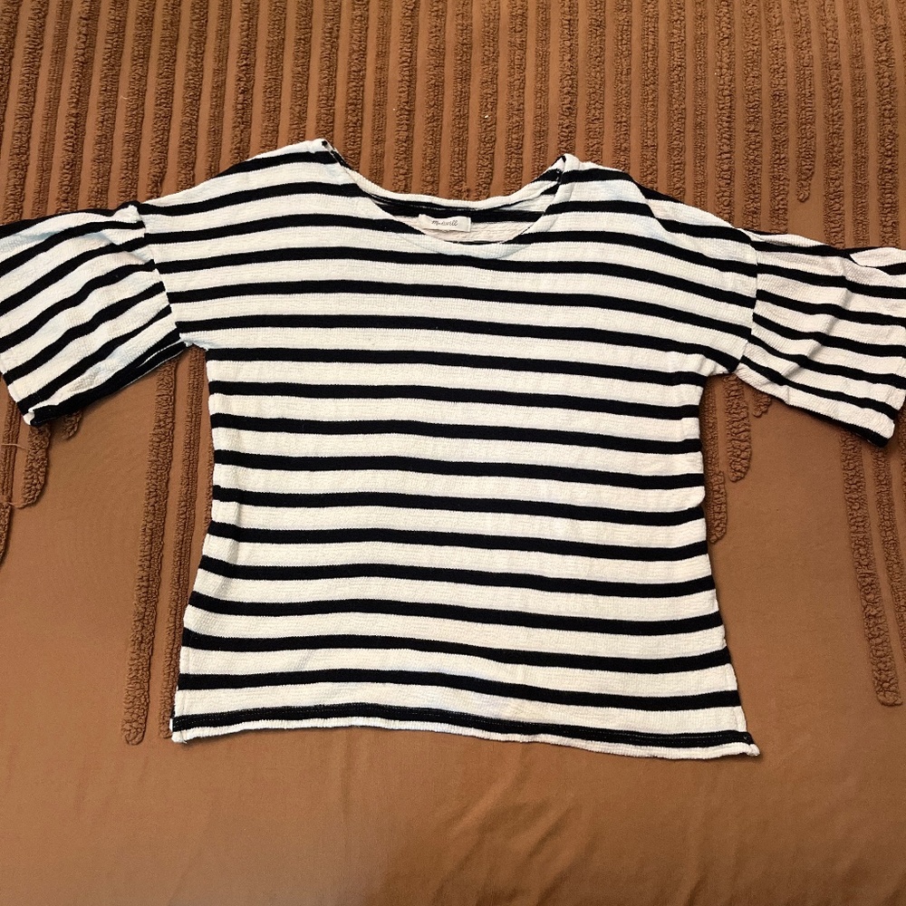 Madewell black and white striped top